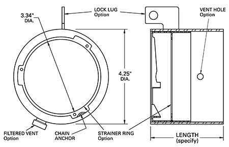 Wisco Products 600 Series Filler Neck dimensions